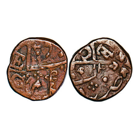 Baroda, Copper Paisa, 10.46g, Anonymous Issues, overstruck on EIC (East India Company) coi