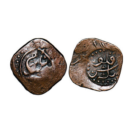 Bela, Copper Falus, 5.90g, Mir Jamir Khan, 12XX, Obv: zarb-e-jam, Rev: bela falus, KM unli