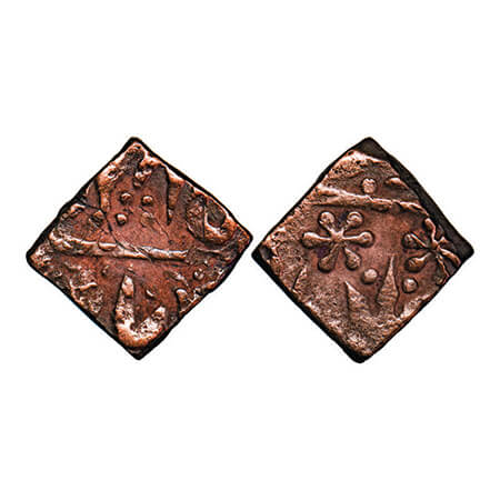 Bhopal Feudatory Narsingarh, Copper Paisa, 12.36g, Bhopal Mint, Trident & flowers. KM 1, V