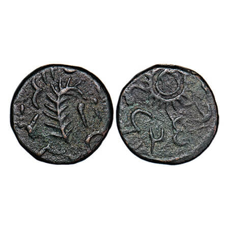 Devgarh Baria, Copper Paisa, 6.67g, Tribal State issue, Obv: Fern leaf & inscripyions, Rev