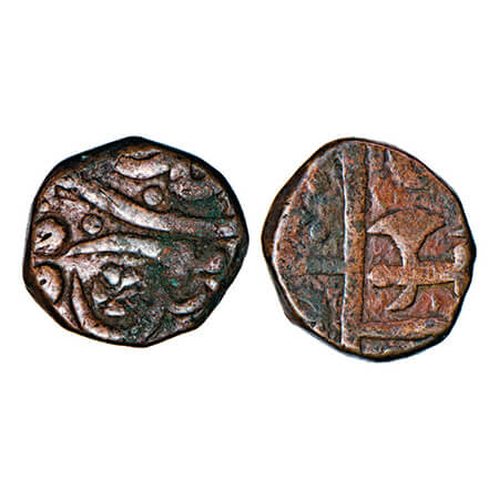 Gwalior, Copper Paisa, 9.42g, Uncertain Mint, Obv: Scimitar/sword, Rev: Parshu- Battle-axe