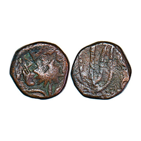 Gwalior, Copper Paisa, 11.67g, Uncertain Mint, Obv: Flower with counter over struck of Kat