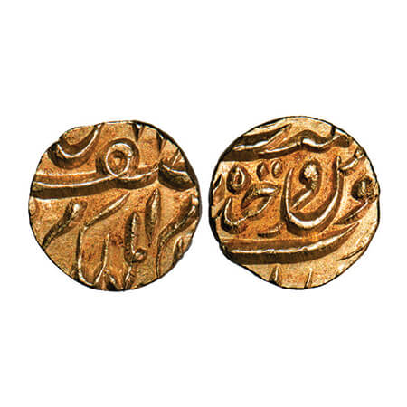 Hyderabad, Gold 1/8 Ashrafi, 1.42g, Mir Mahabub Ali Khan, Farkhanda Bunyad Hyderabad Mint.