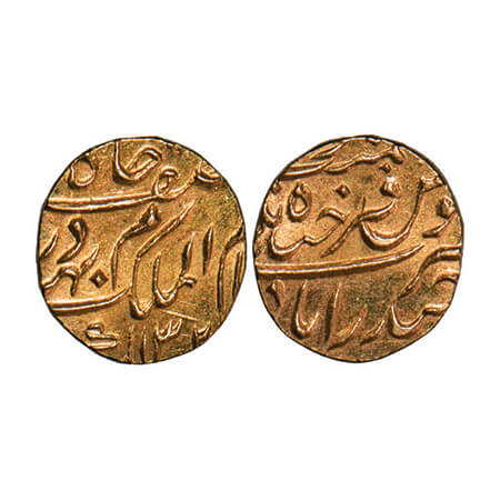 Hyderabad, Gold 1/8 Ashrafi, 1.38g, Mir Mahabub Ali Khan, Farkhanda Bunyad Hyderabad Mint,