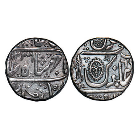 Indore, Silver Rupee, 11.12g, Malhar Rao II (AH 1213-1226), Malharnagar Mint, INO Shah Ala