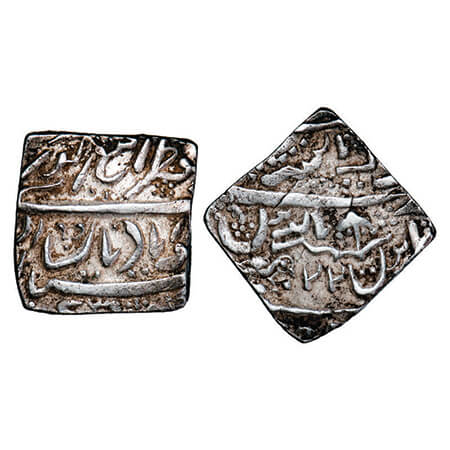 Jaisalmir, Silver Heavy Square Broad Flan Nazarana Rupee, 12.75g, Ranjit Singh (1846-1864 