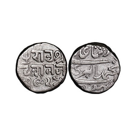 Kutch, Silver Kori, 4.57g, Deshalji II, INO Muhammad Akbar II, VS 1902. Rajgor 155.20. Ver