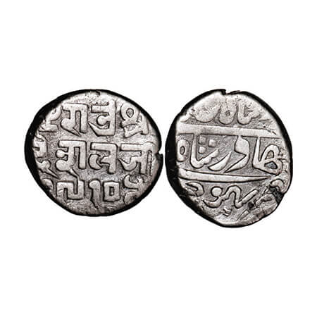 Kutch, Silver Kori, 4.49g, Deshalji II, INO Bahadur Shah II, VS 1910. Rajgor 161.7. Very F