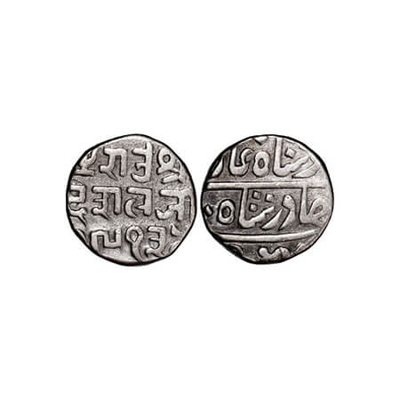Kutch, Silver Kori, 4.67g, Deshalji II, INO Bahadur Shah II, VS 1913. Rajgor 161.10. Very 