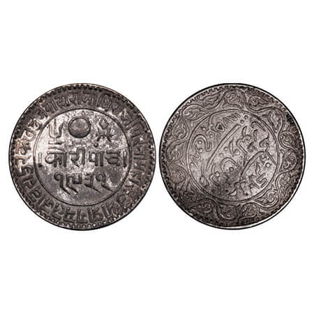 Kutch, Silver, 5 Kori, 13.47g, Pragmalji II, INO Queen Victoria, VS 1931/1875 AD. Edge: KU