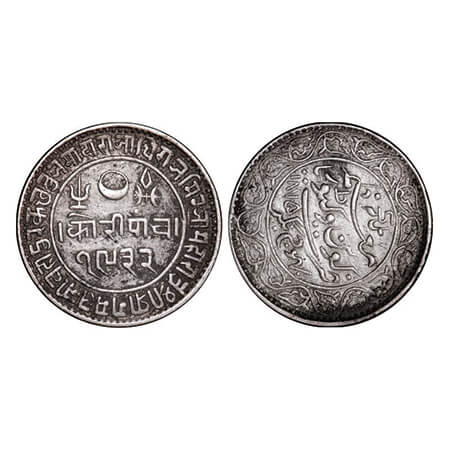 Kutch, Silver, 5 Kori, 13.86g, Pragmalji II, INO Queen Victoria, VS 1932/1875 AD. Edge: KU