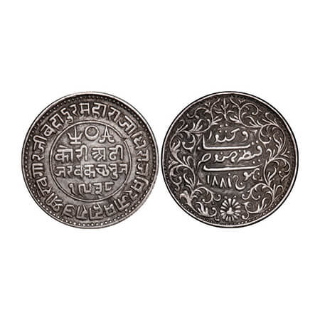 Kutch, Silver, 2 ½ Kori, 6.87g, Khengarji III, INO Queen Victoria, VS 1938/1881 AD. Rajgor