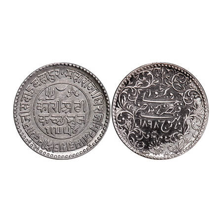 Kutch, Silver, 2 ½ Kori, 6.90g, Khengarji III, INO Victoria Empress, VS 1954/1898 AD. Edge