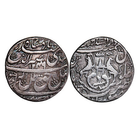 Awadh, Silver Rupee, 11.02g, Nasir ud din Haider (as king AH 1243-1253 / 1827-1837 AD), AH