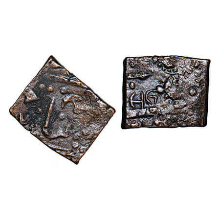 Lunawada, Copper Paisa, 8.26g, Dalel Singhji, umbrella type & other with nagari 'Dalel' wi