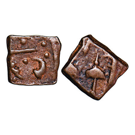 Lunawada, Copper ½ Paisa, 2.02g, Dalel Singhji, two umbrella type, KM Unlisted. About Very