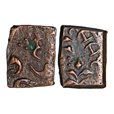 Lunawada, Copper ½ Paisa, 3.51g, Dalel Singhji, nagari word 'Dalel' on reverse, KM Unliste