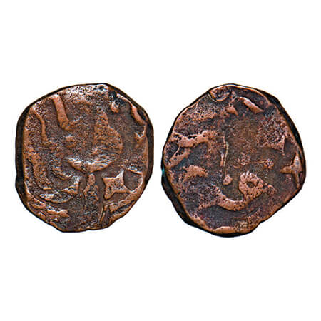 Mewar Feudatory Salumba, Copper Paisa, 5.06g, ND (1815-70) Anonymous issue, double struck.