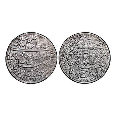 Awadh, Silver Rupee, 11.04g, Wajid Ali Shah, Bait-us-Sultanat Lakhnau Mulk Awadh Akhtarnag