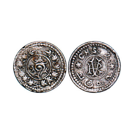 Travancore, Silver 2 Chuckrams, 0.74g, Rama Varma VI (ME 1062-1101/ 1885-1924 AD), Obv: Co