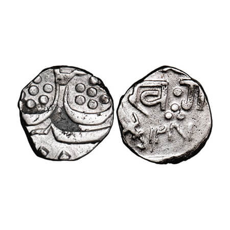 Baroda, Silver ½ Rupee, Khande Rao (1856-1870 AD), Baroda Mint, with initials 'Kha Ga', AH