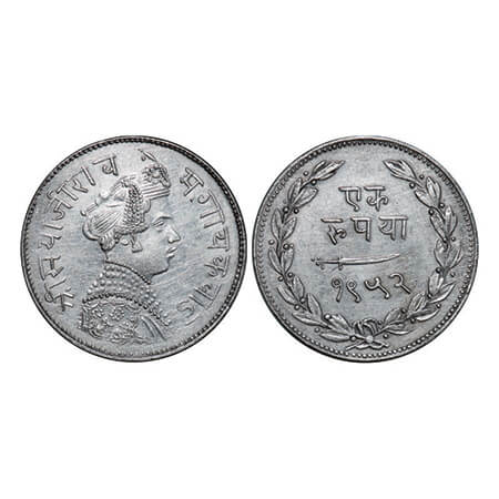 Baroda, Silver Rupee, 11.35g, Sayaji Rao III (AH 1292-1357 / 1875-1938 AD), VS 1952, Mille