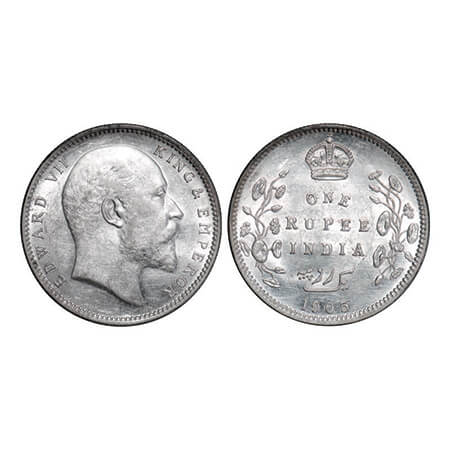 Edward VII, Silver, Rupee, 1903, Calcutta Mint, No mint mark. GK 924. Almost Uncirculated.