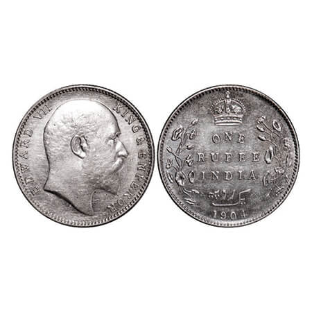 Edward VII, Silver, Rupee, 1904, Bombay Mint, 'B' incused and dot, 5 Diamonds and bottom s