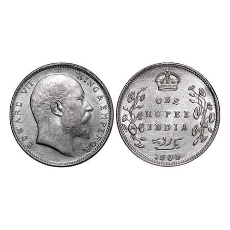 Edward VII, Silver, Rupee, 1905, Bombay Mint, 'B' incused and dot, Top stroke of numeral 5