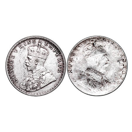 George V, Silver, Rupee, Error, Obv Brokage. Very Fine+. Very Scarce.