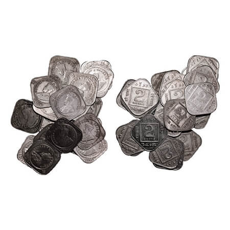 George V, Copper-Nickel, 2 Annas, (Lot of 23 Coins), 1) 1918, Calcutta Mint, No dot, 2) 19