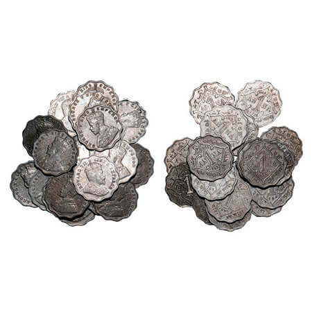 George V, Copper-Nickel, 1 Anna, (18 coins), 1) 1913, Bombay Mint, No dot, 2) 1917, Bombay