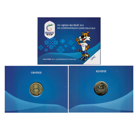 2010, XIX Common Wealth Games, Unc coin of 5 Rupees, Hyderabad mint, in original mint Blis
