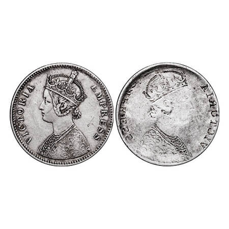 Victoria Empress, Silver, Rupee, Error, Obv Brokage. Very Fine. Very Scarce.