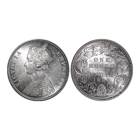 Victoria Empress, Silver, Rupee, 1890, Bombay Mint, C2/I, 'B' incused. GK 566. Brilliant U