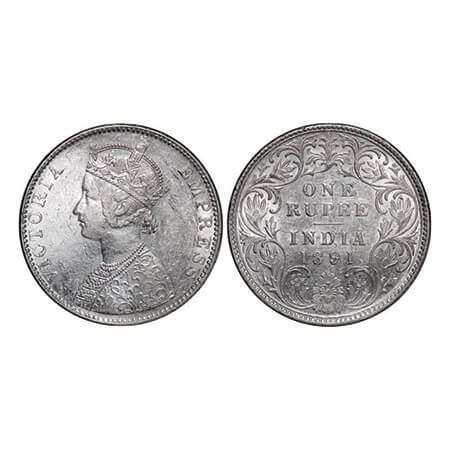 Victoria Empress, Silver, Rupee, 1891, Bombay Mint, C2/I, 'B' incused. GK 569. Extremely F