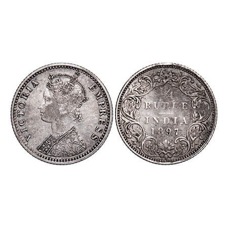 Victoria Empress, Silver, 1/4 Rupee, 1897, Bombay Mint, C(i)/I, 'B' incused. GK 731. Very 