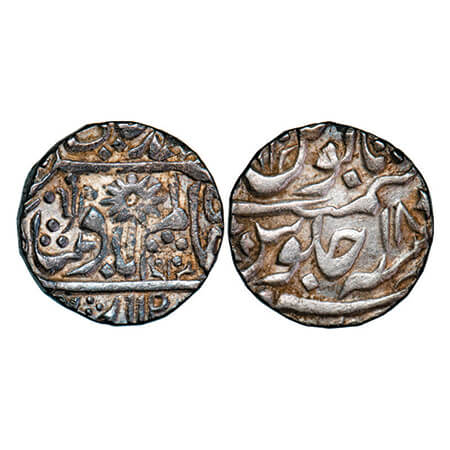 Chhatarpur, Silver Rupee, 11.11g, INO Shah Alam II, Chhatarpur Mint, 18 RY, trident (Trish
