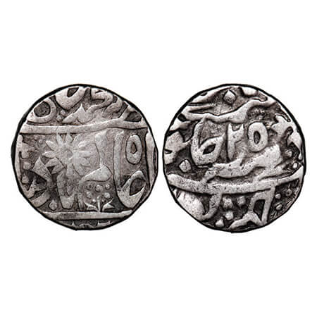 Chhatarpur, Silver Rupee, 10.95g, INO Shah Alam II, Chhatarpur Mint, 25 RY, Chakra on obv.