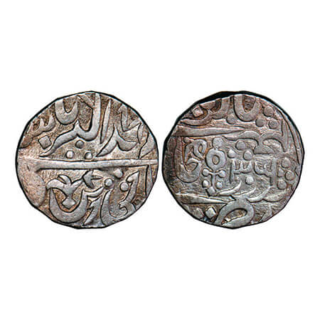 Datia, Silver Rupee, 10.96g, British Proctectorate issue, 39 RY, INO Shah Alam II, KM C38.