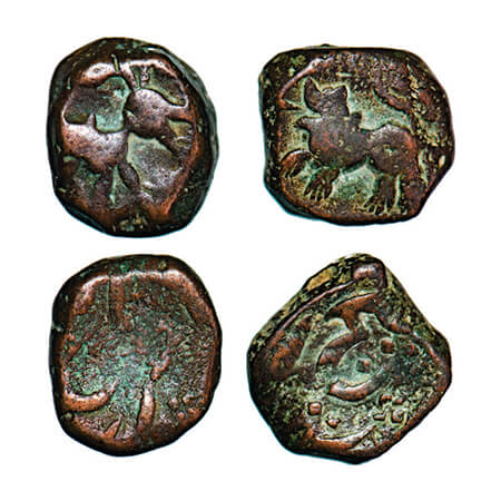Hyderabad Feudatories - Elichpur, Copper Paisa (2 coins) 11.17,11.48g, Tiger to left and r
