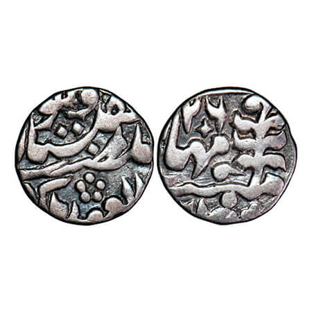 Jaipur, Silver ¼ Rupee, 2.77g, Madho Singh II, Sawai Jaipur Mint, ND/ 26 RY, INO Queen Vic
