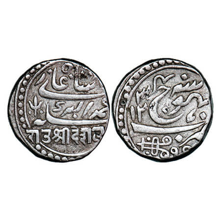 Kutch, Silver Kori, 4.58g, Deshalji II, INO Muhammad Akbar II, VS 18xx/1234 AH. Rajgor 148