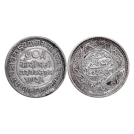 Kutch, Silver, 2 ½ Kori, 6.82g, Pragmalji II, INO Queen Victoria, VS 1931/1875 AD, Die rot