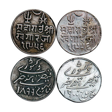 Kutch, Silver Kori (2 Coins), Khengarji III, VS 1956/1899, 1956/1900 AD INO Queen Victoria