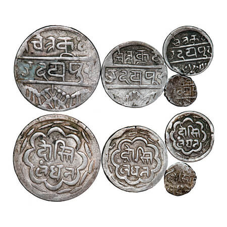 Mewar, Swarupshahi, Silver (4 coins), Rupee, ½, 1/4 & 1/16, Fatteh Singh (VS 1941-1987/ 18
