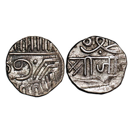 Nawanagar, Silver 1/2 Kori, 2.46, INO Muzaffar Shah III of Gujarat Sultanate and Nagari le