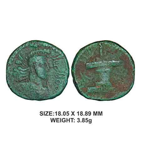 Kushano-Sasanians, Shapur I, AD 241-272, Copper, 3.85g, Obv: Sassanian style bust wearing 