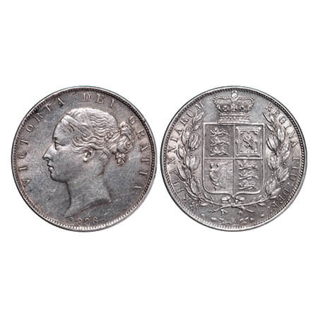 Great Britain, Silver (0.925) 1/2 Crown, 14.00g, Victoria Queen, 1886, Obv: Young uncrowne