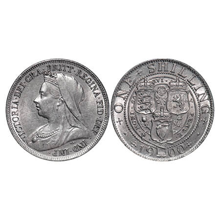 Great Britain, Silver (0.925) 1 Shilling, 5.64g, Victoria Queen, 1900, Obv: Older veiled b